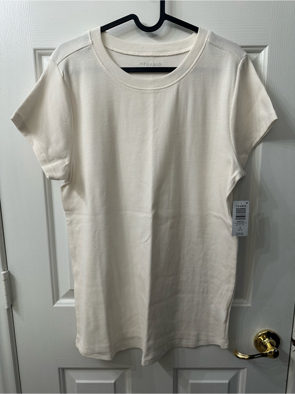 Torrid Top Cream Off-White Short Sleeve Crewneck Tee Ribbed 1X NWT